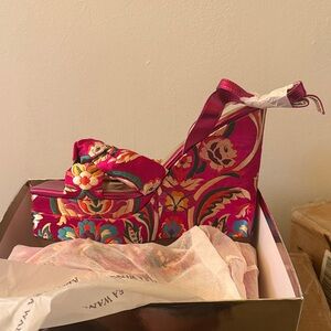 Vibrant Floral Platform Wedge Sandals